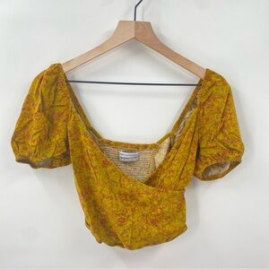 Urban Outfitters Yellow Puff Sleeve Crop Blouse‎